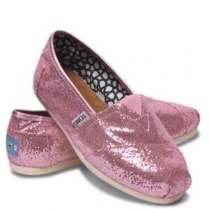 Toms Classics Pink Glitter Slip-ons